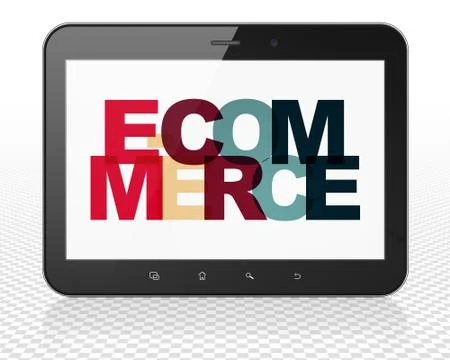 Finance concept: Tablet Pc Computer with E-commerce on  display Illustrazione stock