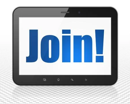 Finance concept: Tablet Pc Computer with Join! on display Ilustración de archivo