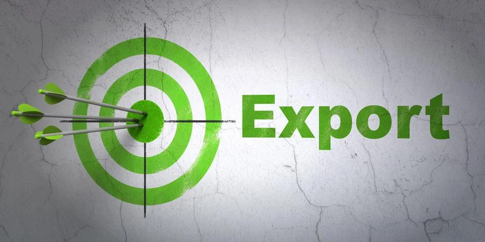 Finance concept: target and Export on wall background Stock Illustration
