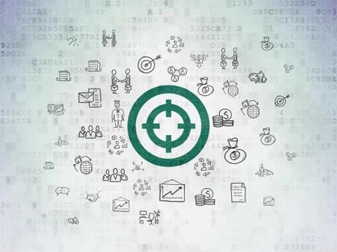 Finance concept: Target on Digital Data Paper background Stock Illustration