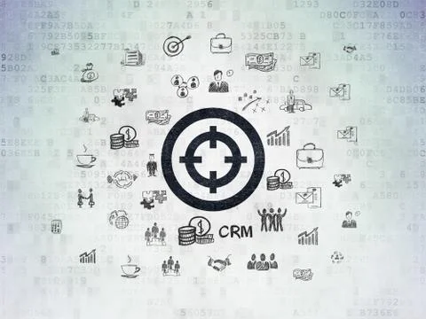 Finance concept: Target on Digital Data Paper background Stock Illustration
