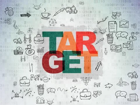 Finance concept: Target on Digital Paper background Illustrazione stock