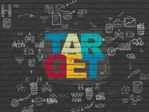 Finance concept: Target on wall background Stock Illustration