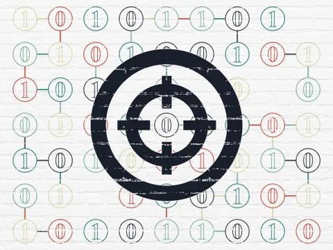 Finance concept: Target on wall background Ilustración de archivo
