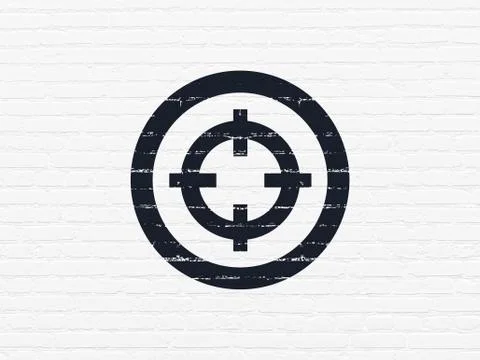 Finance concept: Target on wall background Ilustración de archivo
