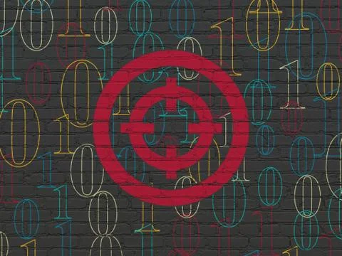 Finance concept: Target on wall background Ilustración de archivo