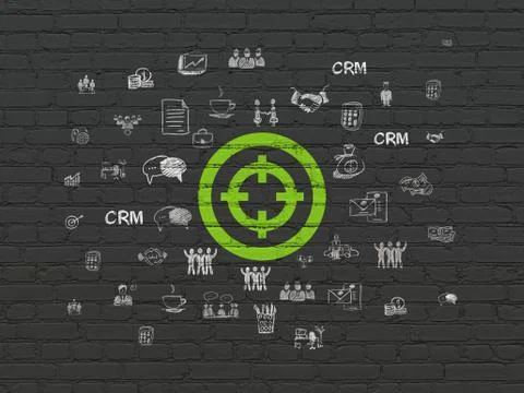 Finance concept: Target on wall background Ilustración de archivo