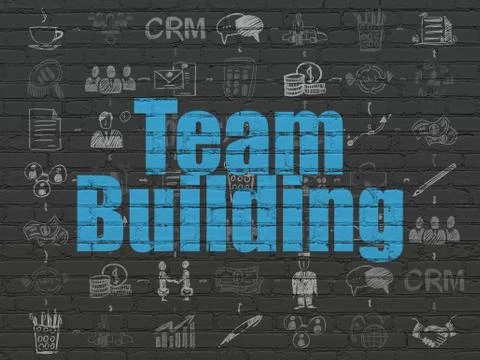 Finance concept: Team Building on wall background Ilustración de archivo
