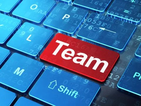 Finance concept: Team on computer keyboard background Illustrazione stock