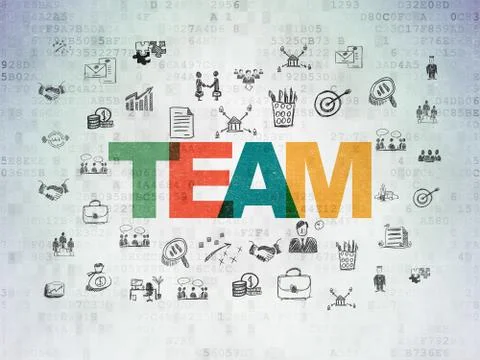 Finance concept: Team on Digital Data Paper background Stock Illustration