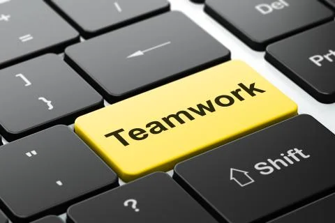 Finance concept: Teamwork on computer keyboard background Stock Illustration