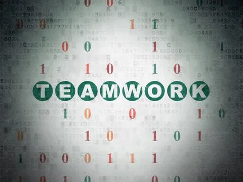 Finance concept: Teamwork on Digital Data Paper background Stock Illustration