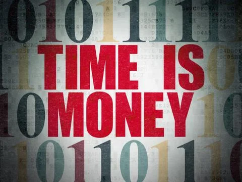 Finance concept: Time is Money on Digital Data Paper background イラスト素材