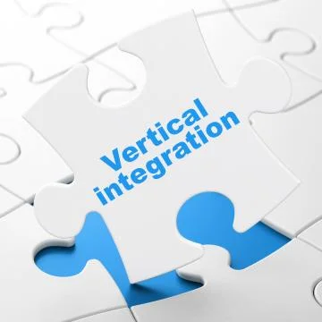 Finance concept: Vertical Integration on puzzle background Stock Illustration