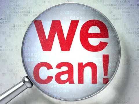 Finance concept: We Can! with optical glass Ilustração Stock