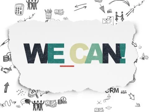Finance concept: We can! on Torn Paper background Stock Illustration
