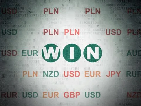 Finance concept: Win on Digital Data Paper background Stockillustratie