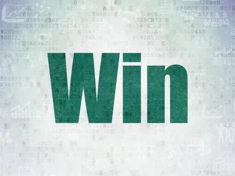 Finance concept: Win on Digital Data Paper background Ilustração Stock