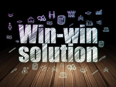 Finance concept: Win-win Solution in grunge dark room イラスト素材