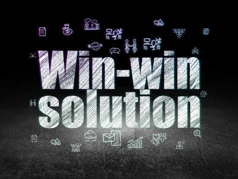 Finance concept: Win-win Solution in grunge dark room Stockillustratie