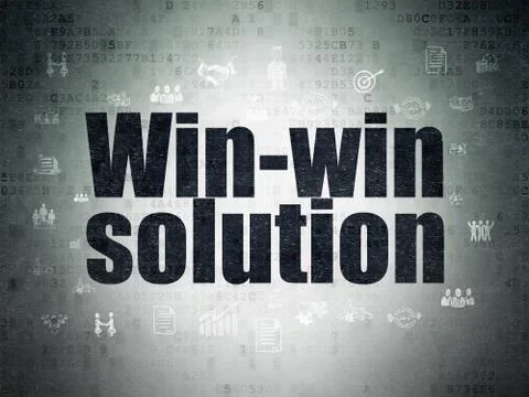 Finance concept: Win-win Solution on Digital Data Paper background Stockillustratie