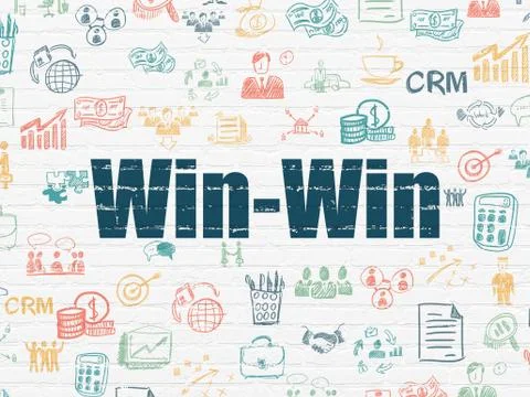 Finance concept: Win-Win on wall background Stock Illustration