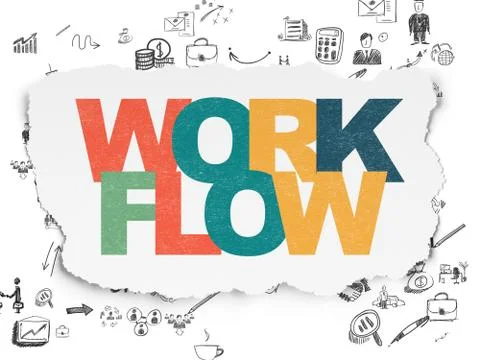 Finance concept: Workflow on Torn Paper background Illustrazione stock
