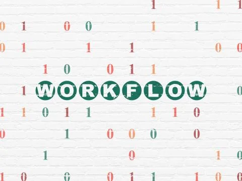 Finance concept: Workflow on wall background Stock Illustration