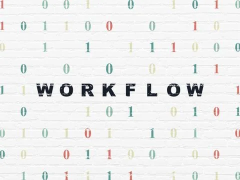 Finance concept: Workflow on wall background Stock Illustration