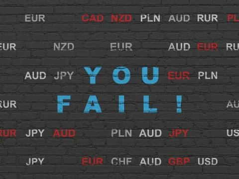 Finance concept: You Fail! on wall background Illustrazione stock