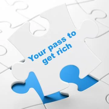 Finance concept: Your Pass to Get Rich on puzzle background Ilustração Stock