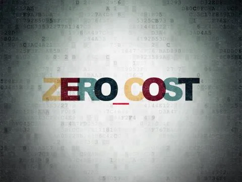 Finance concept: Zero cost on Digital Data Paper background Stock Illustration