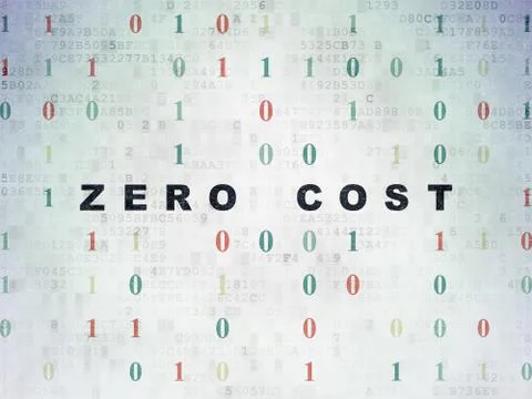 Finance concept: Zero cost on Digital Data Paper background Stock Illustration