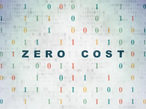 Finance concept: Zero cost on Digital Data Paper background Stock Illustration