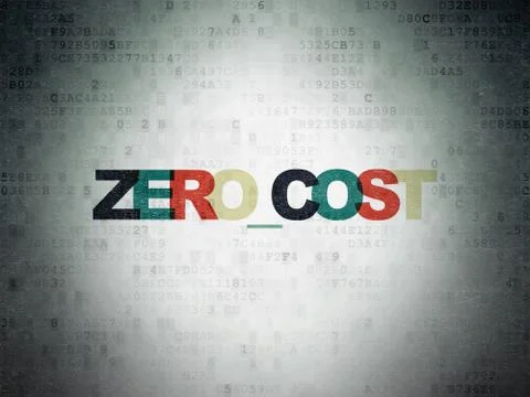 Finance concept: Zero cost on Digital Data Paper background Stock Illustration