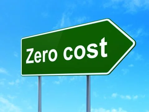 Finance concept: Zero cost on road sign background Illustrazione stock
