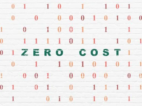 Finance concept: Zero cost on wall background Stock Illustration