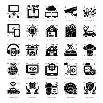 Finance Concepts and Communication in Solid Style Pack Stock Illustration