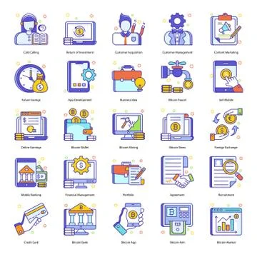 Finance Concepts in Flat Style Pack Stock Illustration