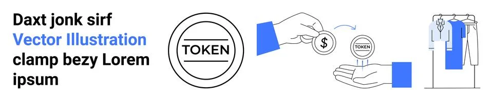 Finance, cryptocurrency, payment systems, digital transactions, tokenization, Stock Illustration