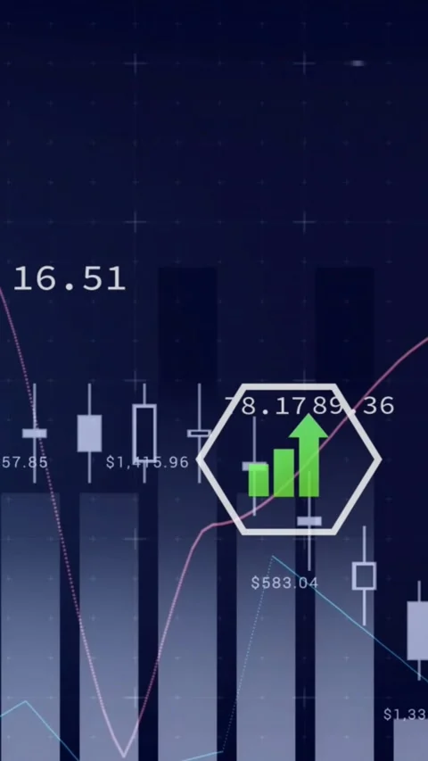 Finance dashboard starting center bars rising, tracking market moves via Stock-Footage 330605307