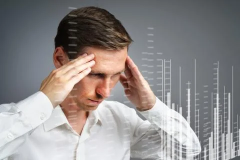 Finance data concept. Man working with Analytics. Chart graph information on Stock Photos