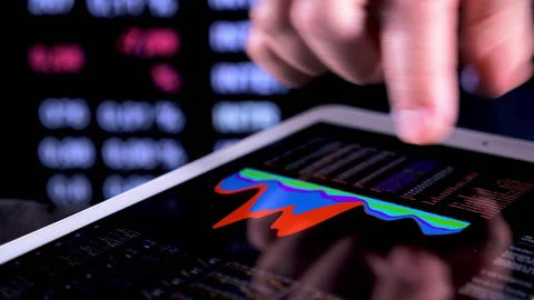 Finance Data on tablet  Stock Footage 163050002