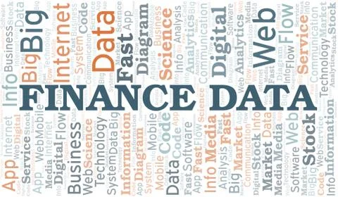 Finance Data vector word cloud, made with text only. Stock Illustration