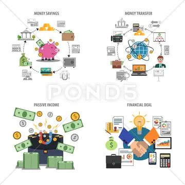 Finance Decorative Icons Set Stock Illustration