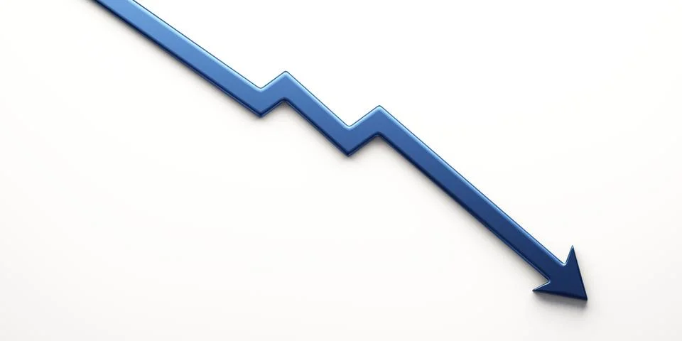 Finance Decrease Bar and Arrow. 3D Render illustration Stock Illustration