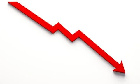 Finance Decrease Bar and Arrow. 3D Render illustration Stock Illustration