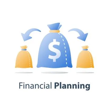 Finance diversification, fund management, return on investment, split account Illustrazione stock