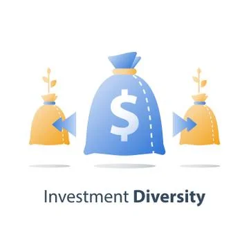 Finance diversification, fund management, return on investment, split account Illustrazione stock