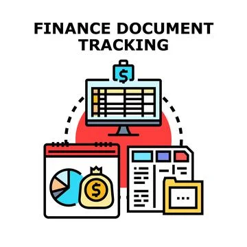 Finance document tracking and financial accounting process Illustrazione stock